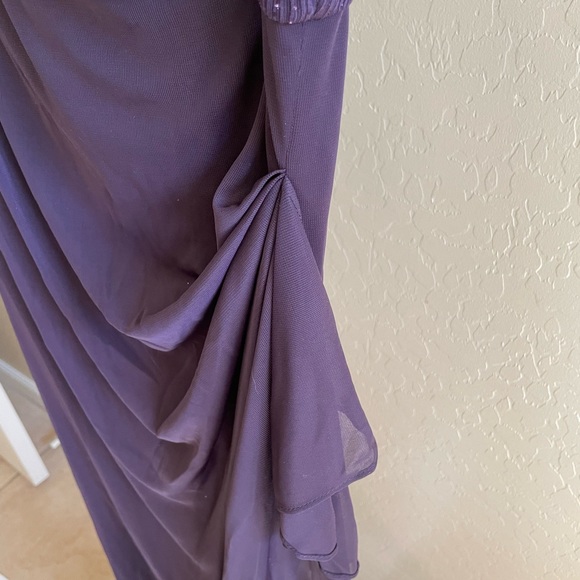 Purple mother of the bride formal long dress and matching crop jacket . - Picture 6 of 10